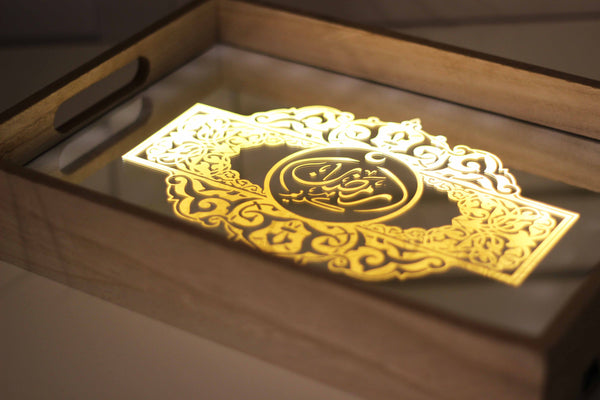Ramadan Mirrored LED Serving Tray
