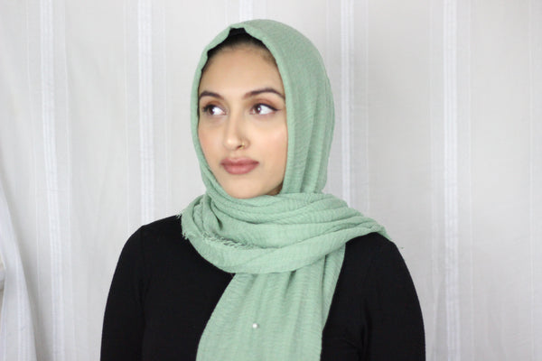 Premium Cotton Hijab with Pearl- Mint Green