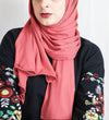 Jersey Ribbed Hijab - Coral