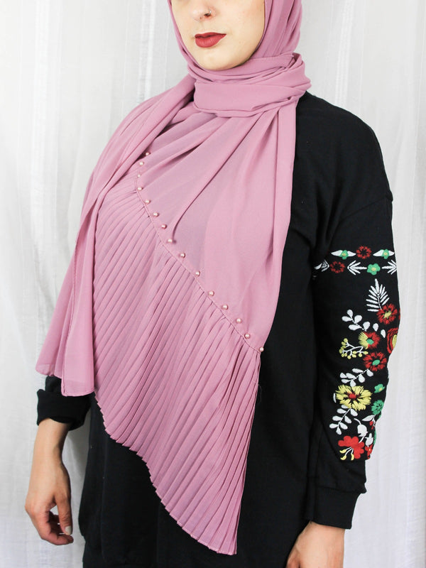 Edge Pleated Chiffon - Pink