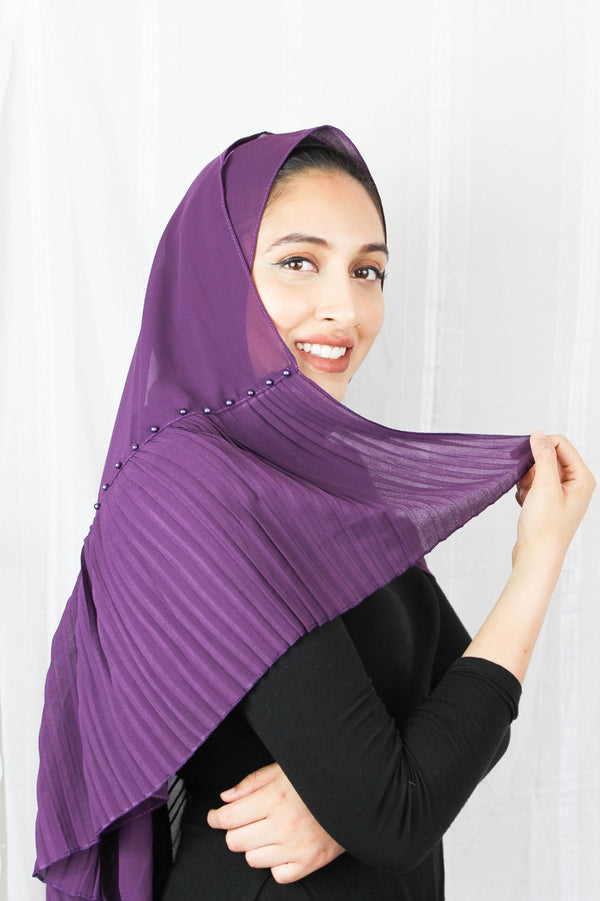 Edge Pleated Chiffon - Purple