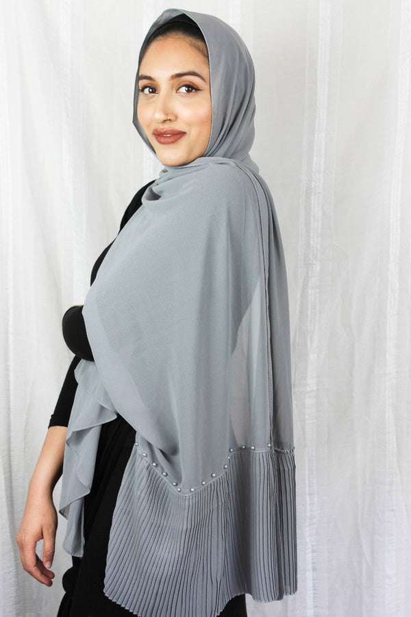 Edge Pleated Chiffon - Grey