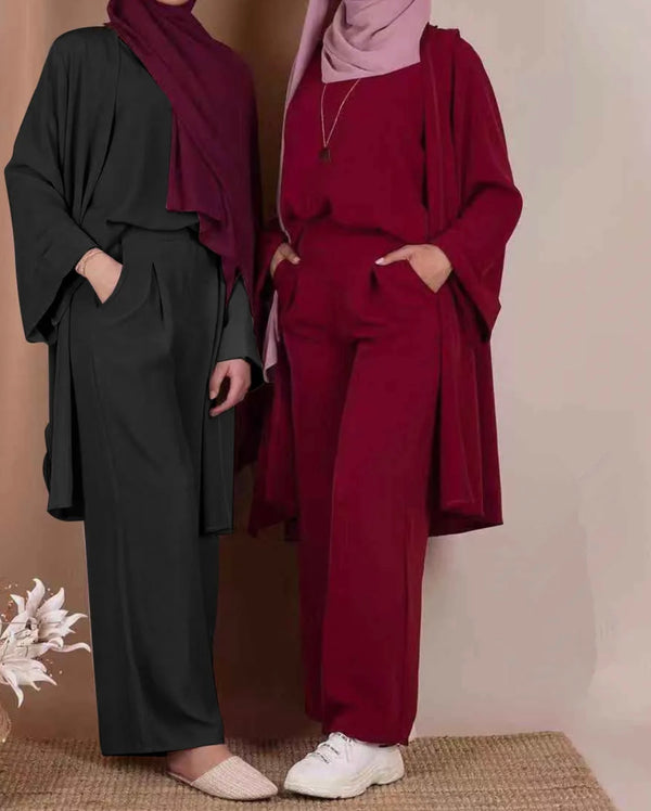 3 Piece Kimono Suit - Crimson